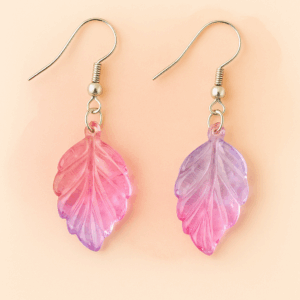 Crystal Leaf Dangle Earrings – Pink & Lilac