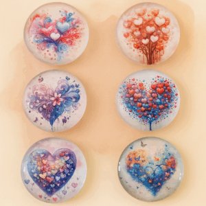 Heart Bloom Glass Magnet Set