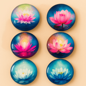 Lotus Bloom Glass Magnet Set