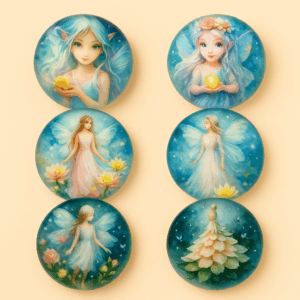 Mystical Soft-Pastel Fairy Glass Magnet Set