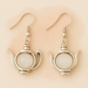 Silver Teapot Dangle Earrings – Moonstone Style