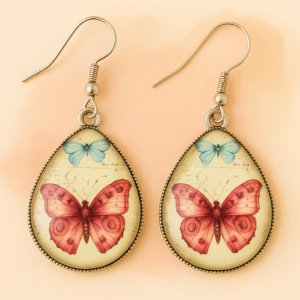 Vintage Butterfly Teardrop Earrings