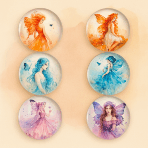 Watercolour Fairy Glass Magnet Set