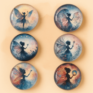 Enchanted Fairy Silhouette Glass Magnet Set