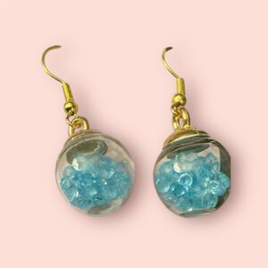 Blue rhinestone bauble earrings