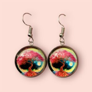 Tree of life and moon earrings