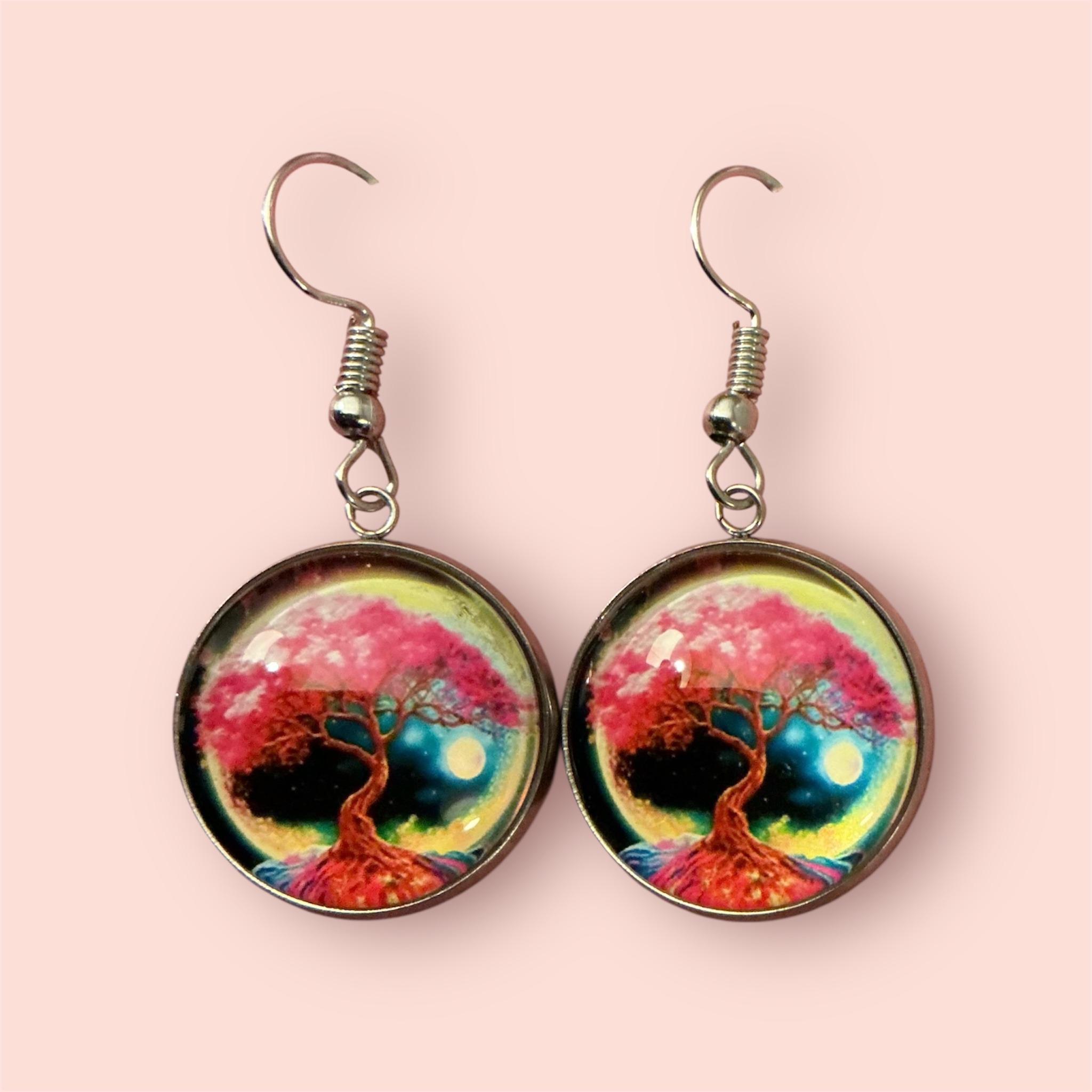 Tree of life and moon earrings