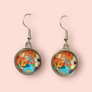 Red floral earrings