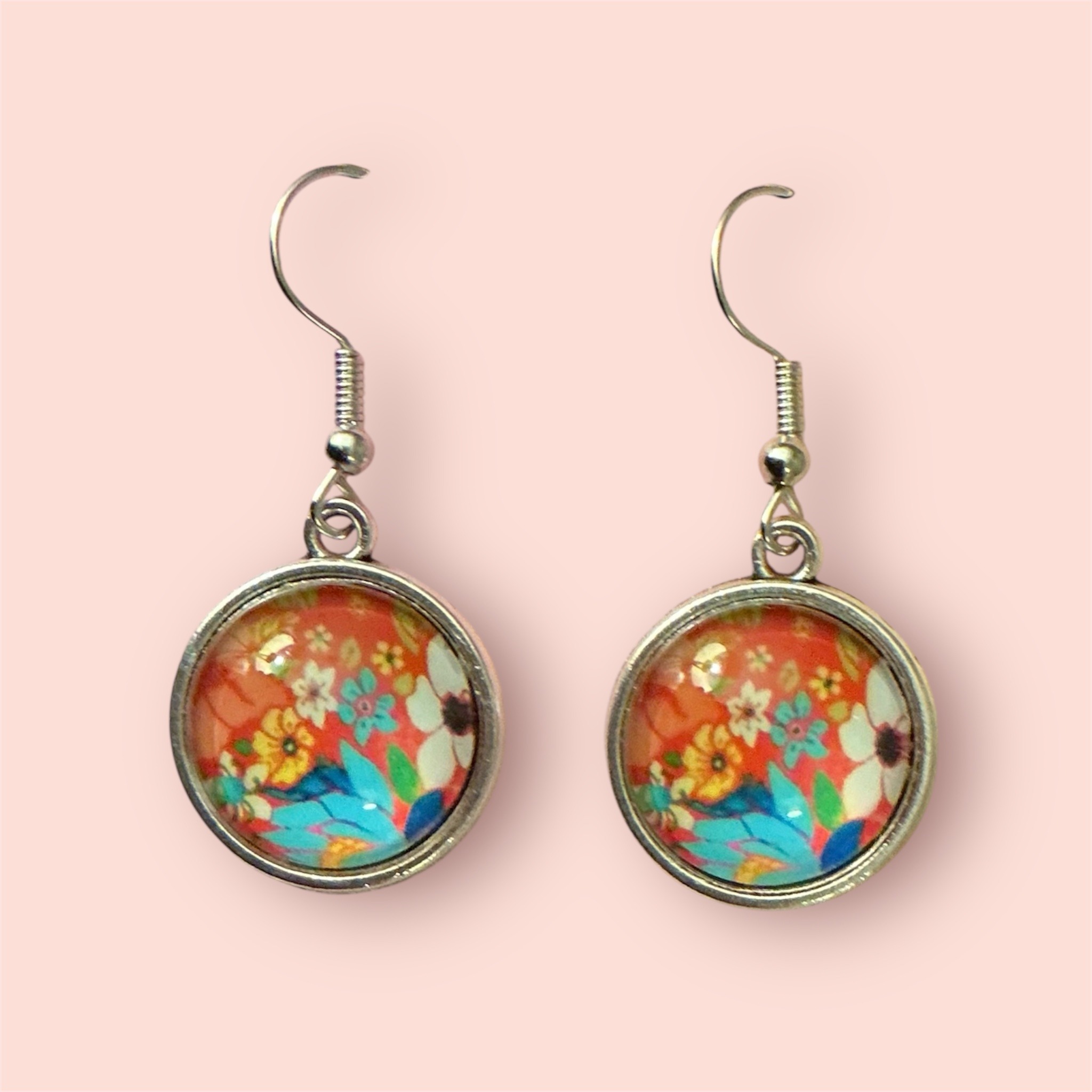Red floral earrings