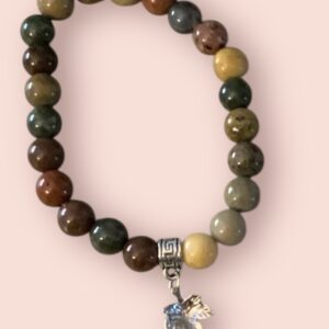 Stone bead leaf bracelet