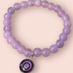Lilac Bracelet with Patterned Charm