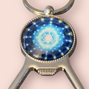 Blue Star Burst Bottle Opener Keychain