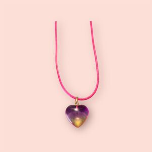 Pink and Yellow heart necklace