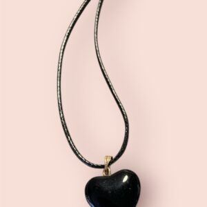 Black Glass Heart Necklace