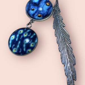 Blue Peacock Feather Bookmark