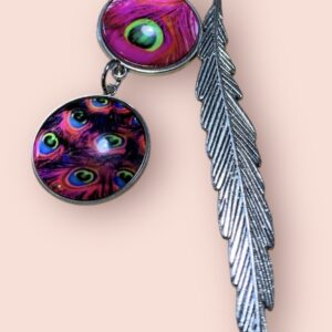 Pink Peacock Feather bookmark