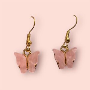 Pink Winged Butterfly Earrings