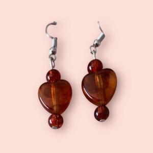 Brown Coloured Heart Earrings
