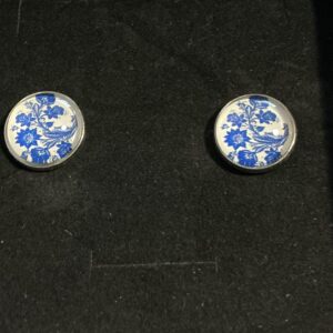 Blue and White Floral Cuff Links