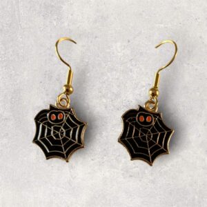 Black and Silver Spider Wed Earring