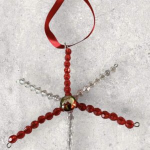 Red and White Star Christmas Tree Decorations